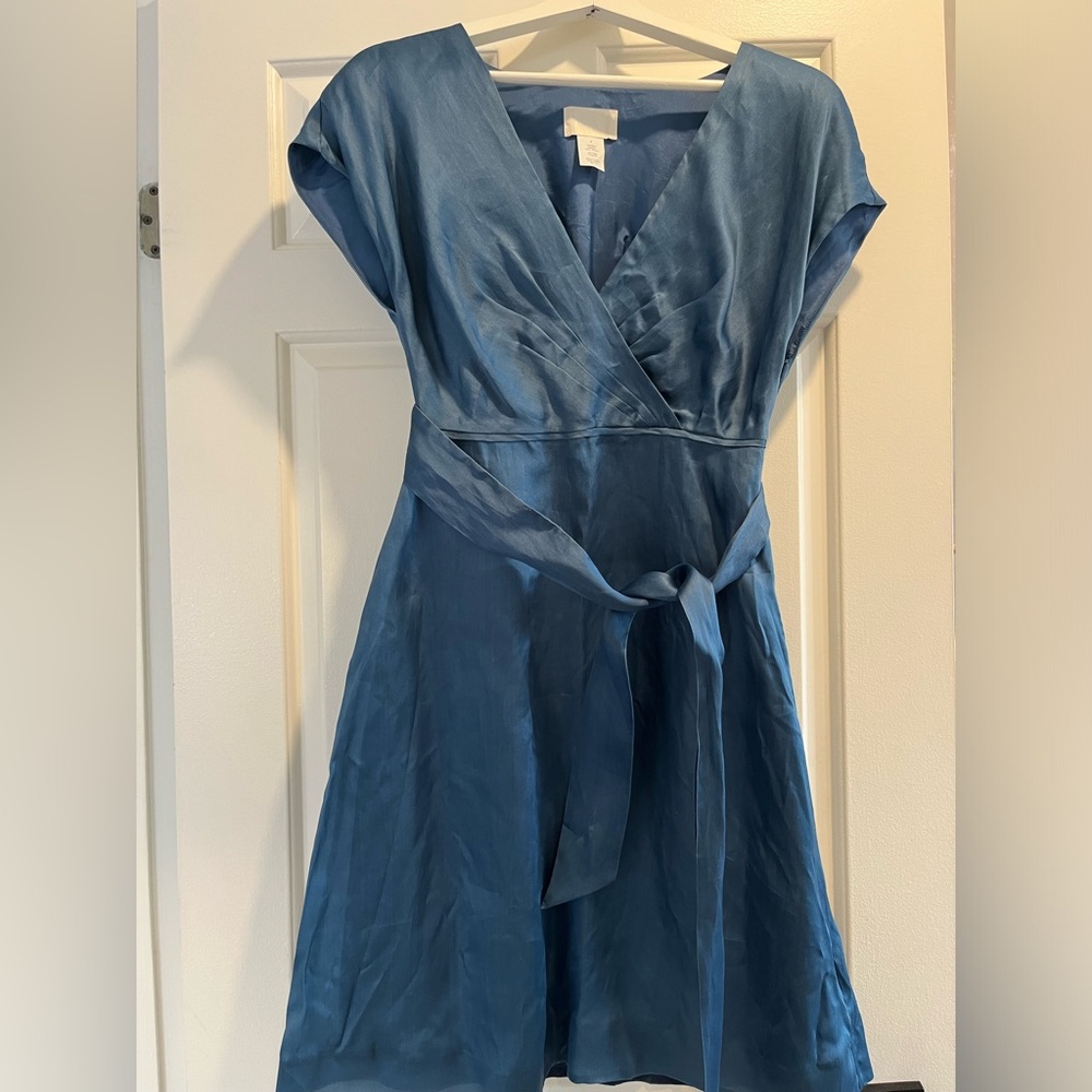 J. Crew Teal Wrap Midi Dress - Picture 2 of 3